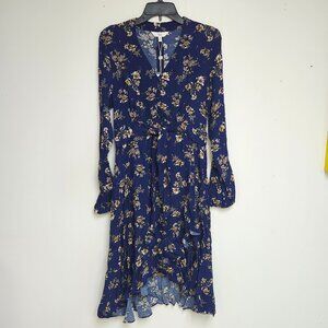 Ripe Women's Navy Blue Floral Maternity Dress W/Front Tie Size XS, S, M & L